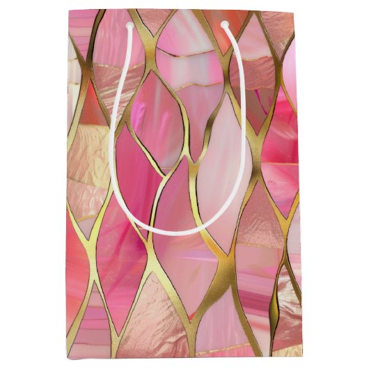 Glam Gold Glitzy Pink Medium Cadeauzakje (Voorkant)
