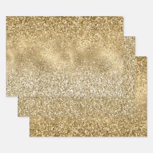 Glam Gold Glitzy Sparkle Glitter Inpakpapier Vel (Set)