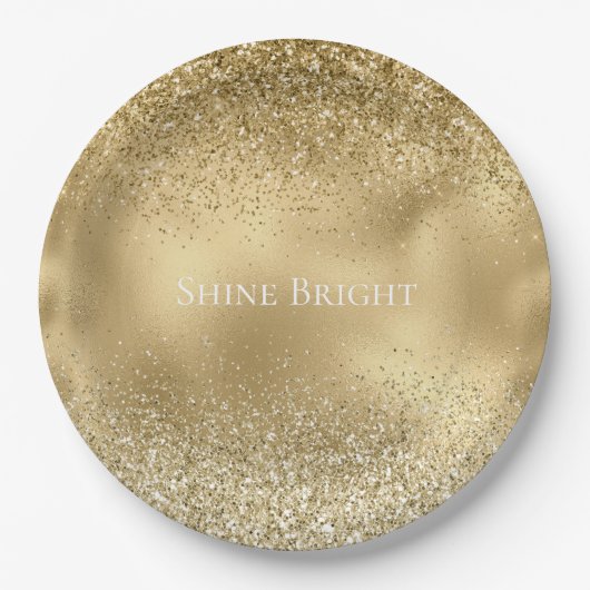 Glam Gold Glitzy Sparkle Glitter        Papieren Bordje (Voorkant)