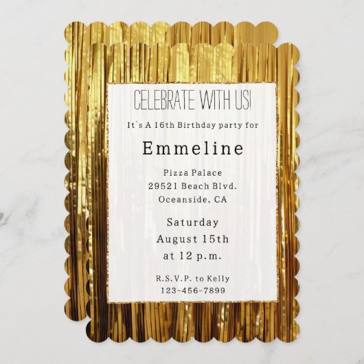 Glam Gold Glitzy Sparkle Stripes Kaart (Voorkant / Achterkant)