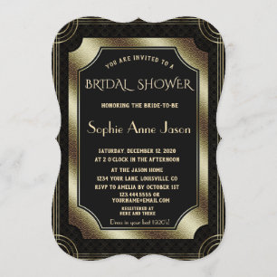 Glam Gold Great Gatsby Art Deco 20s Vrijgezellenfe Kaart