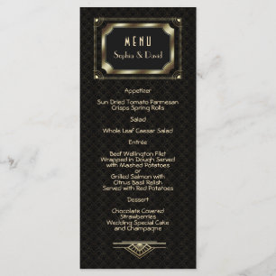 Glam Gold Great Gatsby Art Deco 20s Wedding Menu