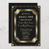 Glam Gold Great Gatsby Art Deco Rehearsal Dinner Kaart (Voorkant / Achterkant)