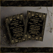 Glam Gold Great Gatsby Art Deco Sweet 16 Party Kaart