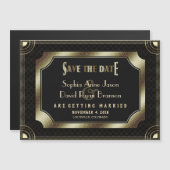 Glam  Gold Great Gatsby Art Deco Wedding Magnetische Uitnodiging (Voorkant / Achterkant)