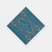 Glam Gold Great Gatsby Ocean Blue Wedding Servet (Hoek)