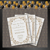 Glam Gold Great Gatsby White Art Deco 20s Wedding Kaart