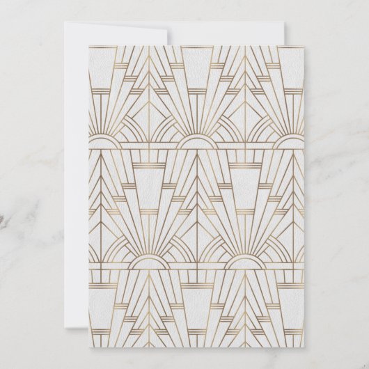 Glam Gold Great Gatsby White Art Deco 20s Wedding Kaart (Achterkant)
