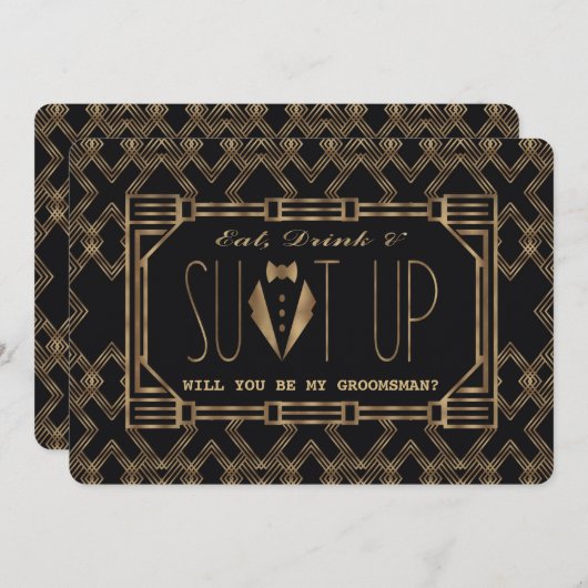 Glam Gold Great Gatsby ZAL JE MIJN BRUIDSKNECHT ZI Kaart (Voorkant / Achterkant)