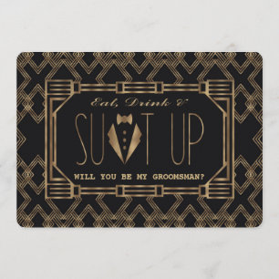 Glam Gold Great Gatsby ZAL U MIJN GROOMSMAN ZIJN Kaart