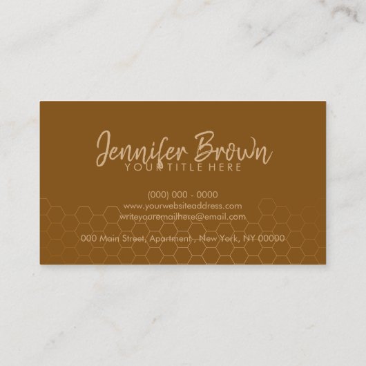 Glam Gold Honeycomb Apiary Visitekaartje (Achterkant)