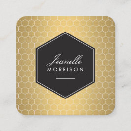 Glam Gold Honeycomb Pattern Vierkante Visitekaartje