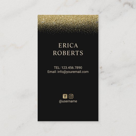 Glam Gold Lashes en Brows Logo Makeup Artist Visitekaartje (Achterkant)