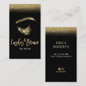 Glam Gold Lashes en Brows Logo Makeup Artist Visitekaartje (Voorkant / Achterkant)