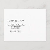 Glam Gold Laurel Krans op Black Change of Address Aankondigingskaart (Achterkant)