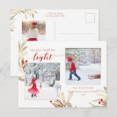 Glam Gold Leaves & Script 2-Photo Holiday Briefkaart (Voorkant / Achterkant)