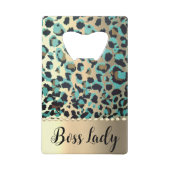 Glam Gold Leopard Boss Lady Creditkaart Flessenopener (Voorkant)