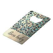 Glam Gold Leopard Boss Lady Creditkaart Flessenopener (Achterkant Gekanteld)