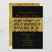 Glam Gold Leopard Chique Verjaardagsfeestuitnodigi Kaart (Voorkant / Achterkant)