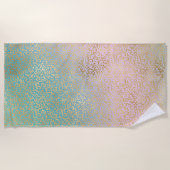 Glam Gold Leopard print Aqua roze kleurstof Strandlaken (Voorkant)