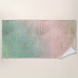Glam Gold Leopard print Aqua roze kleurstof Strandlaken