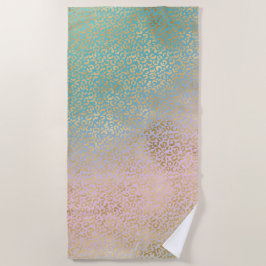 Glam Gold Leopard print Aqua roze kleurstof Strandlaken