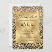  Glam Gold Leopard print Glitter spargel  Kaart (Voorkant)