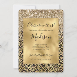  Glam Gold Leopard print Glitter spargel  Kaart