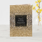 Glam Gold Leopard Print Glitz Kaart (Gele Bloem)