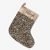 Glam Gold Leopard Print Grote Kerstsok (Voorkant (Hangend))