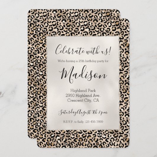 Glam Gold Leopard Print Kaart (Voorkant / Achterkant)