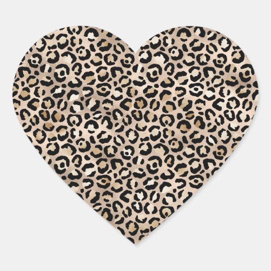 Glam Gold Leopard Print Ombre Hart Sticker (Voorkant)