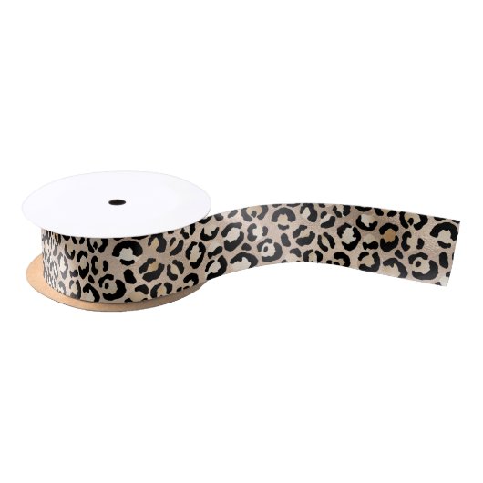 Glam Gold Leopard Print Ombre Satijnen Lint (Spoel)