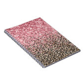Glam Gold Leopard Print Pink Glitter Notitieboek (Rechterzijde)