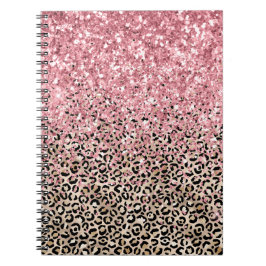 Glam Gold Leopard Print Pink Glitter Notitieboek