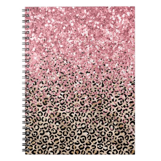 Glam Gold Leopard Print Pink Glitter Notitieboek (Voorkant)