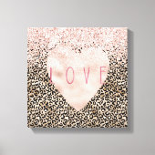 Glam Gold Leopard print roze Glitter Love Heart (Voorkant)