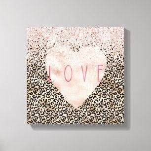 Glam Gold Leopard print roze Glitter Love Heart