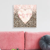 Glam Gold Leopard print roze Glitter Love Heart (Insitu (Woonkamer))