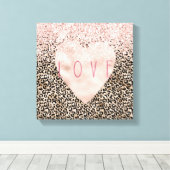 Glam Gold Leopard print roze Glitter Love Heart (Insitu (Houten vloer))