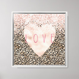 Glam Gold Leopard print roze Glitter Love Heart