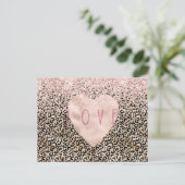 Glam Gold Leopard print roze Glitter Love Heart Briefkaart (Staand voorkant)