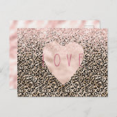 Glam Gold Leopard print roze Glitter Love Heart Briefkaart (Voorkant / Achterkant)