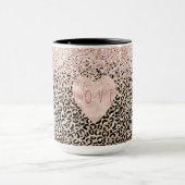 Glam Gold Leopard print roze Glitter Love Heart Mok (Midden)