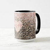 Glam Gold Leopard print roze Glitter Love Heart Mok (Voorkant rechts)