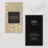 Glam Gold Lip Print Make-up Artiest Beauty Grijs Visitekaartje (Voorkant / Achterkant)