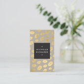 Glam Gold Lip Print Make-up Artiest Beauty Grijs Visitekaartje (Staand voorkant)
