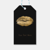 Glam Gold Lips Kiss Black Makeup gepersonaliseerd Cadeaulabel (Achterkant)