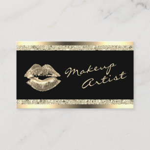 Glam Gold Lips Makeup Artist Glitter Visitekaartje