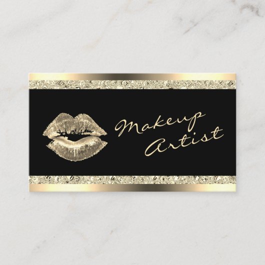 Glam Gold Lips Makeup Artist Glitter Visitekaartje (Voorkant)